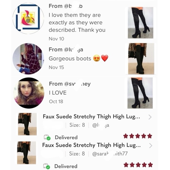 Faux Suede Stretchy Thigh High Lug Boots - Picture 10 of 12